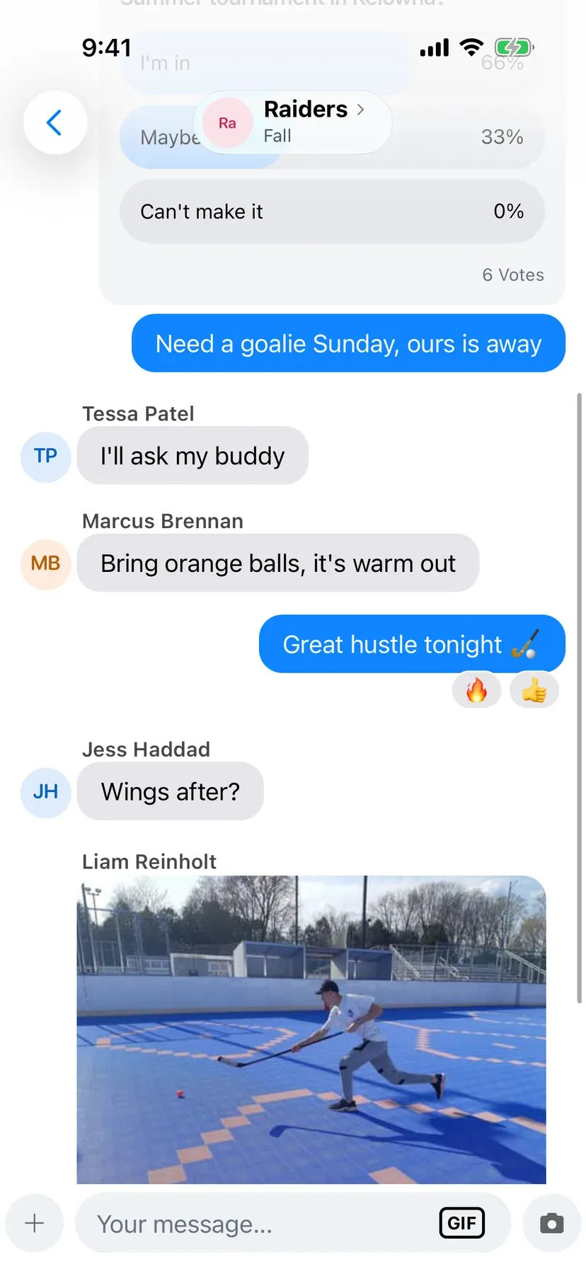 BenchApp team chat conversation